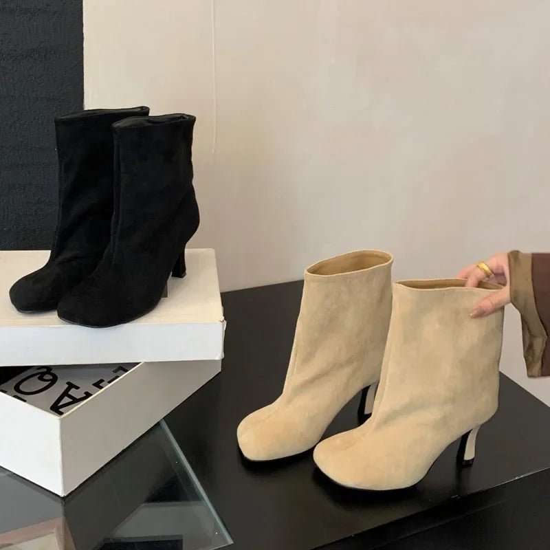 👢 Bottines à Talons Fins Plissées – Élégance Urbaine pour Femme ✨ - deslyshopping