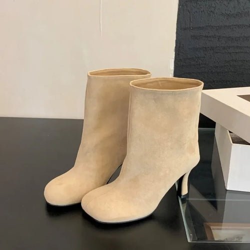 👢 Bottines à Talons Fins Plissées – Élégance Urbaine pour Femme ✨ - deslyshopping