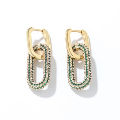 Boucles d'Oreilles en Zircon Plaqué Or 18 Carats - deslyshopping