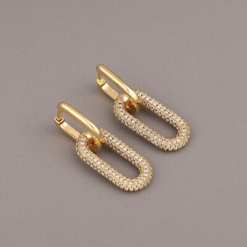 Boucles d'Oreilles en Zircon Plaqué Or 18 Carats - deslyshopping