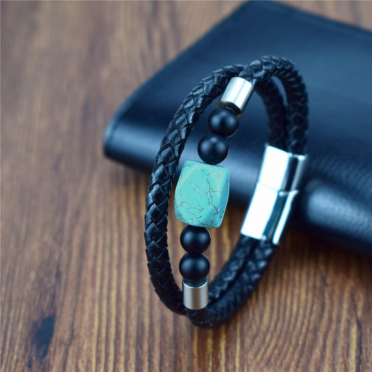Bracelet En Cuir Véritable Hommes - deslyshopping