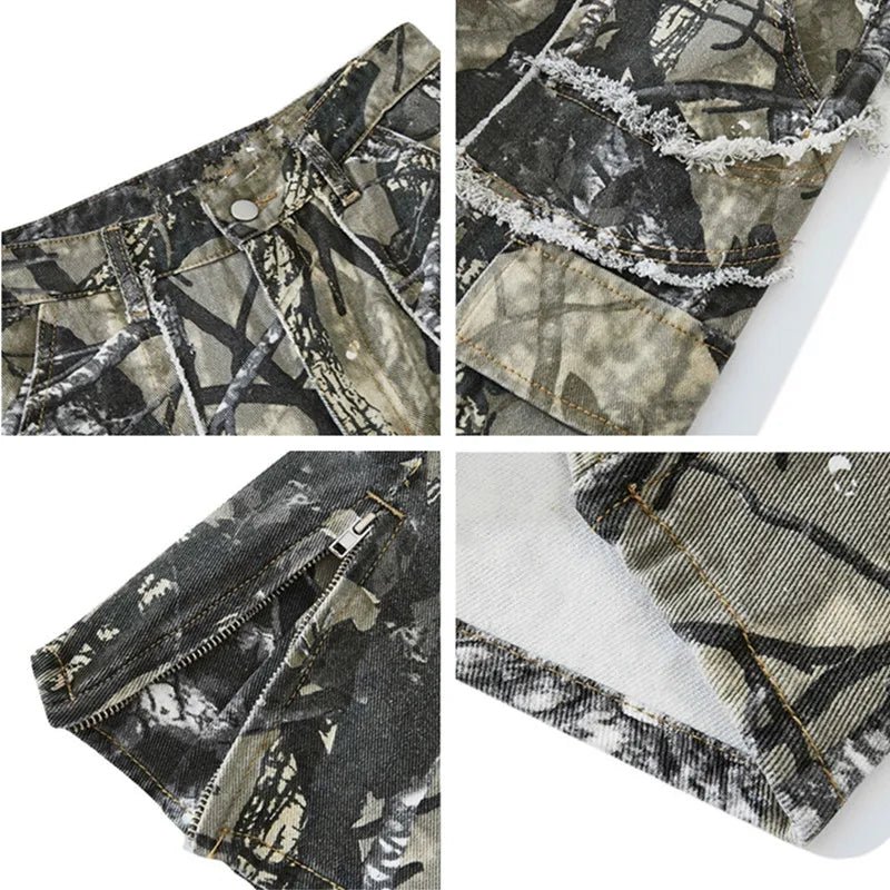 Camouflage Y2K Fashion Baggy Flare Jeans - deslyshopping