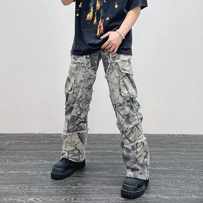 Camouflage Y2K Fashion Baggy Flare Jeans - deslyshopping