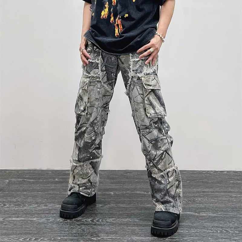 Camouflage Y2K Fashion Baggy Flare Jeans - deslyshopping