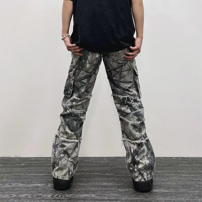 Camouflage Y2K Fashion Baggy Flare Jeans - deslyshopping