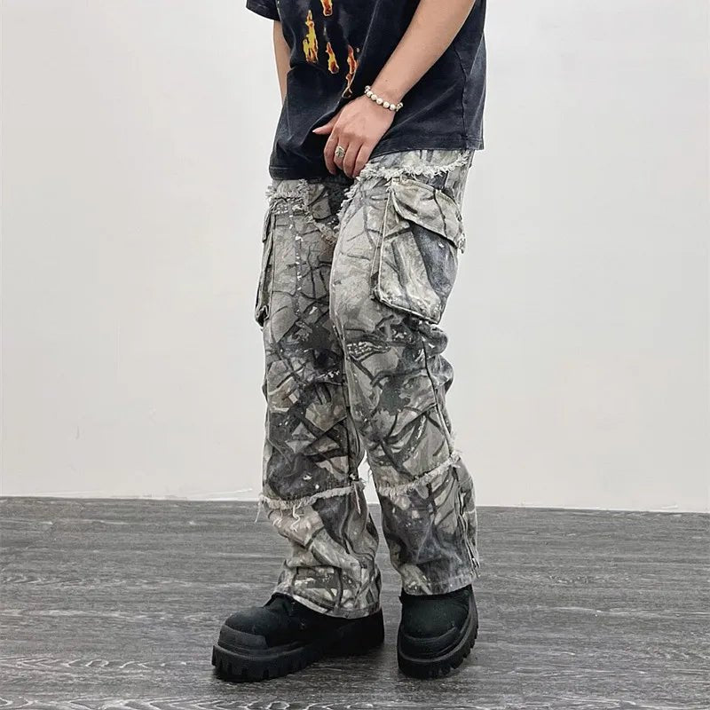 Camouflage Y2K Fashion Baggy Flare Jeans - deslyshopping
