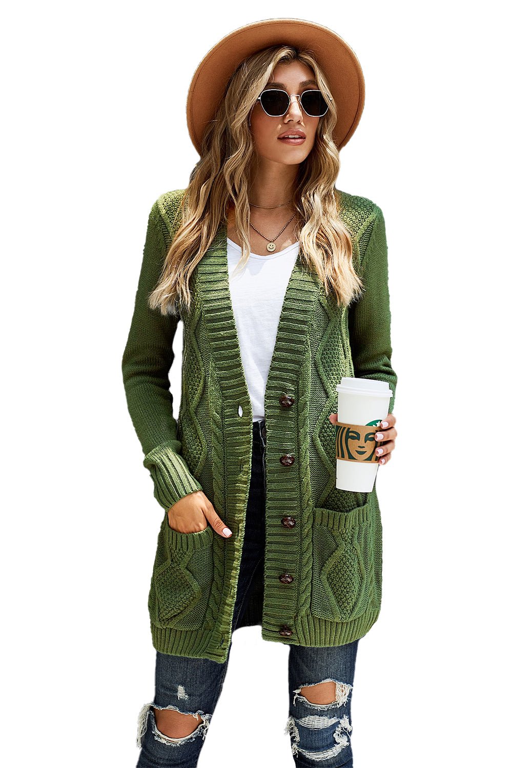 🧥 Cardigan Vert Élégance et Confort 🌿 - deslyshopping