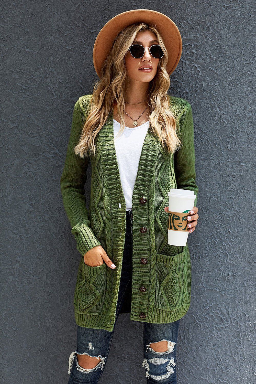 🧥 Cardigan Vert Élégance et Confort 🌿 - deslyshopping