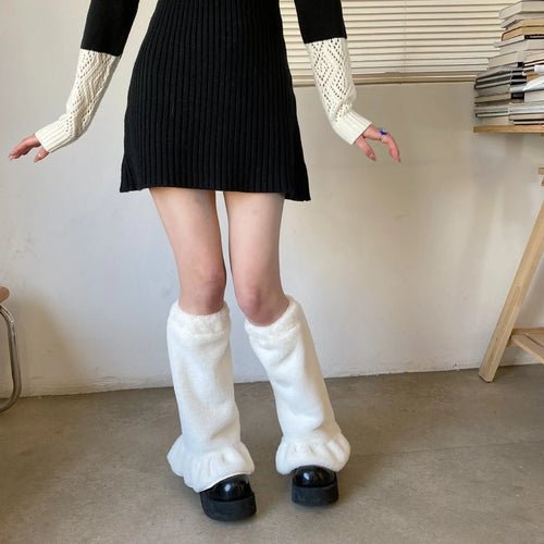 Chaussettes de Bottes en Fourrure Léopard Y2K - deslyshopping