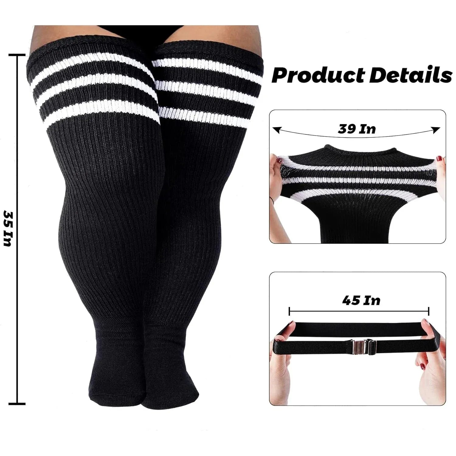 🧦 Chaussettes Hautes Grande Taille – Spécial Cuisses Épaisses | - deslyshopping