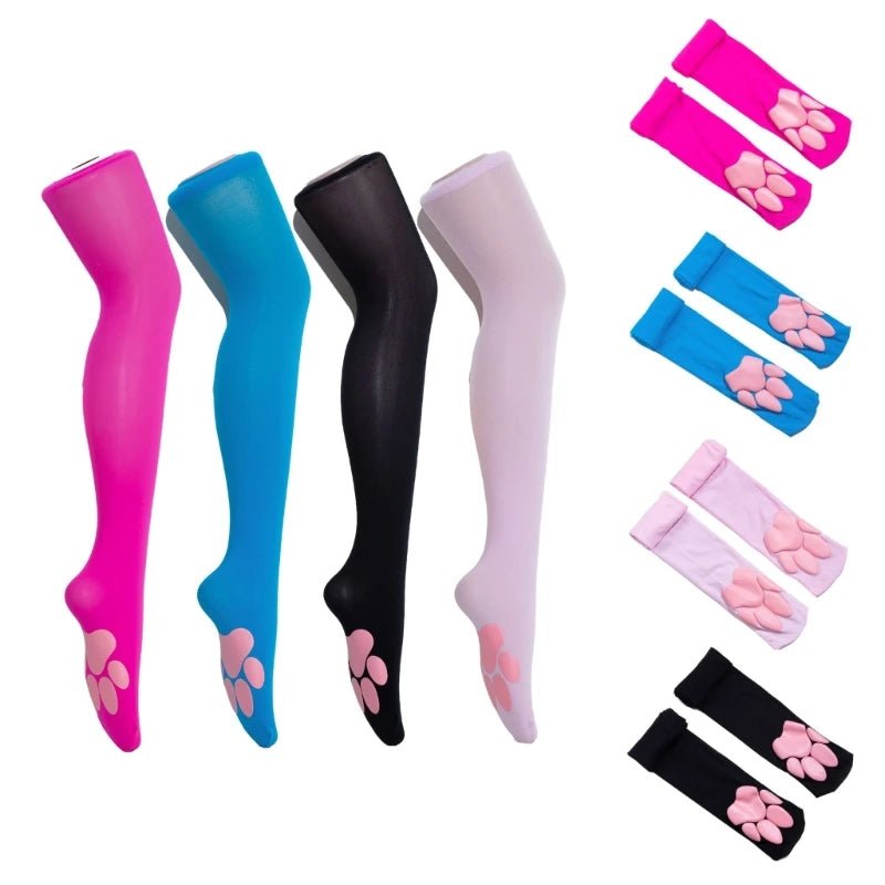 🐾 Chaussettes Hautes Patte de Chat Lolita – Cosplay Kawaii - deslyshopping