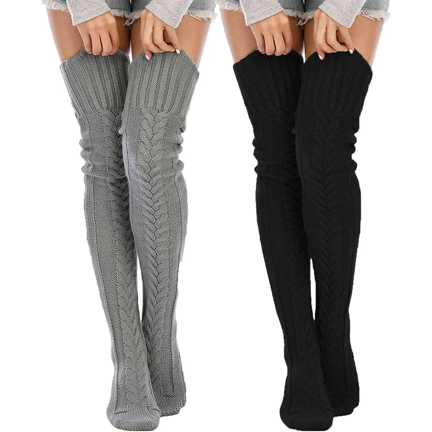 Chaussettes Hautes Tricotées à Torsades - deslyshopping