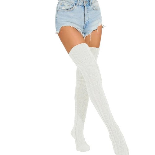 🧦 Chaussettes Hautes Tricotées Torsadées - deslyshopping
