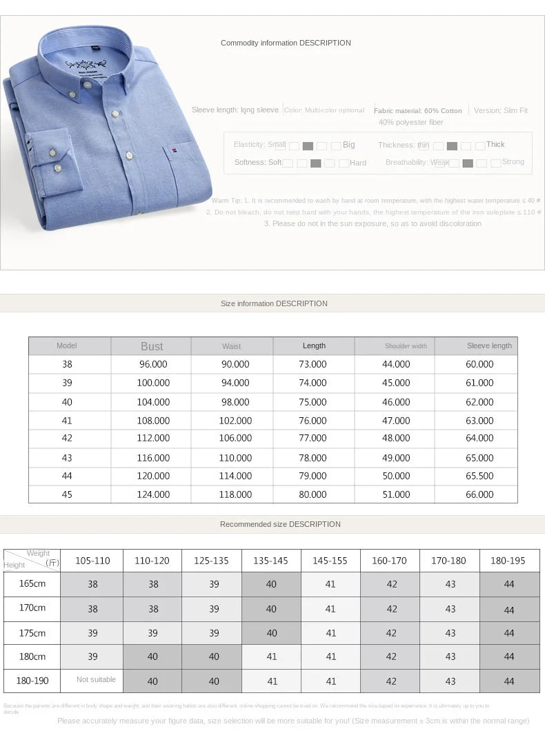 Chemise à Manches Longues Oxford - deslyshopping