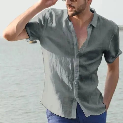 ☀️ Chemise En Coton & Lin – Manches Courtes 🏖️ - deslyshopping
