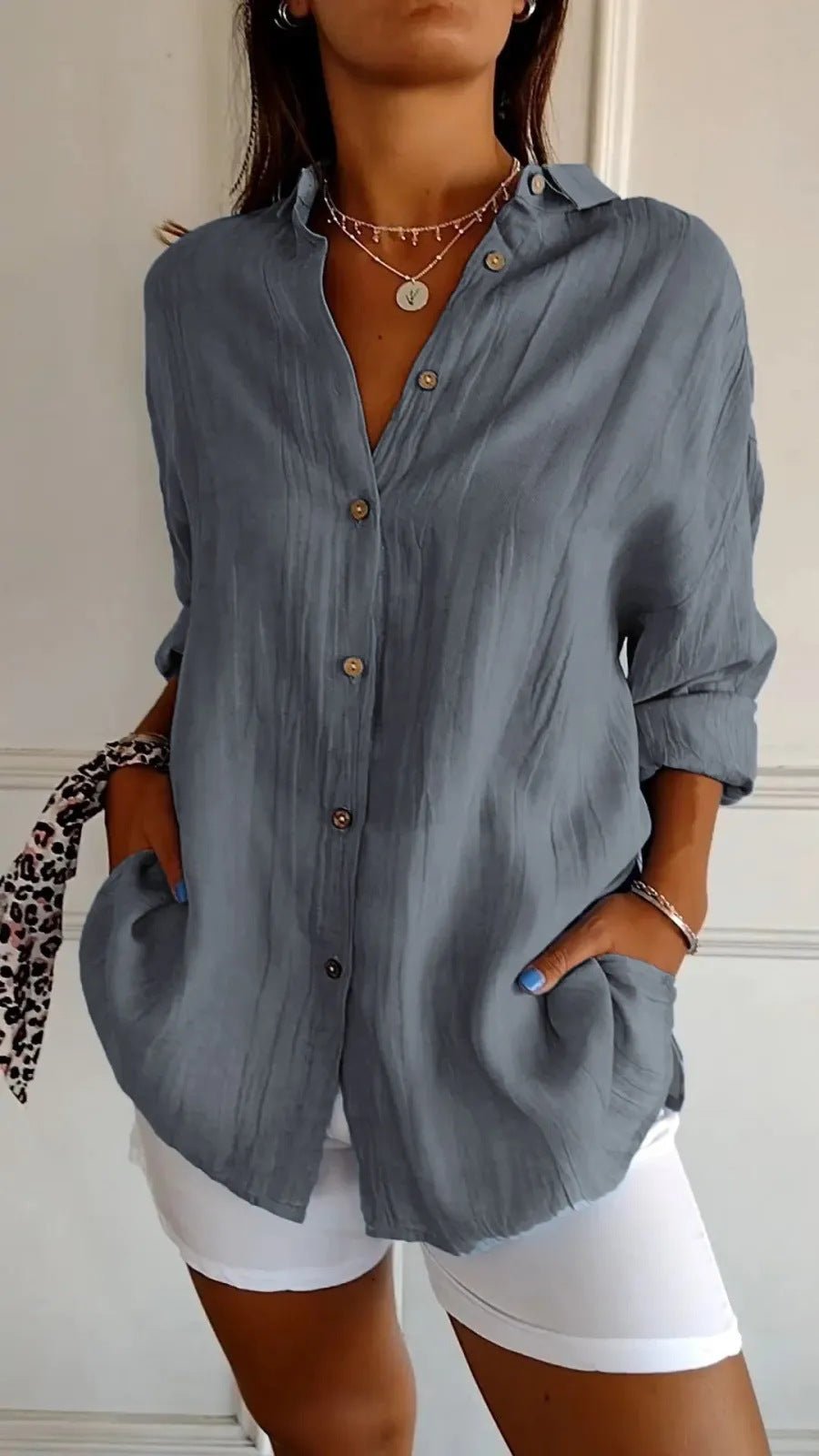 chemise plissée à boutonnage simple - deslyshopping