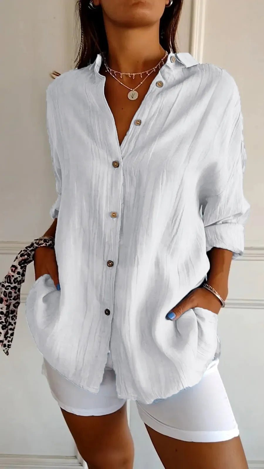 chemise plissée à boutonnage simple - deslyshopping