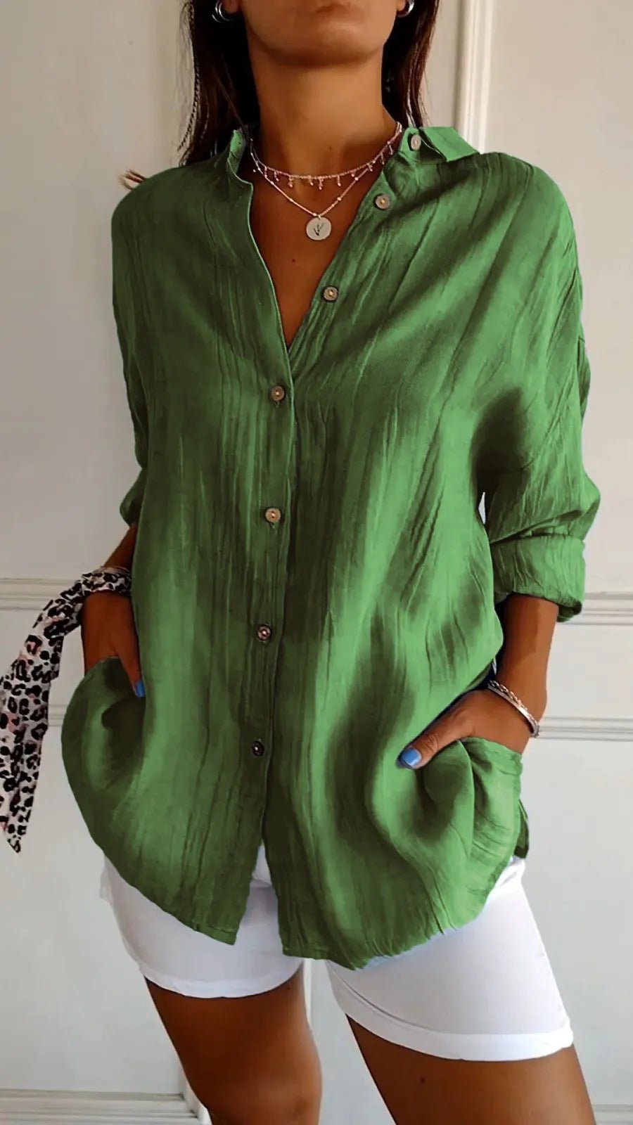 chemise plissée à boutonnage simple - deslyshopping