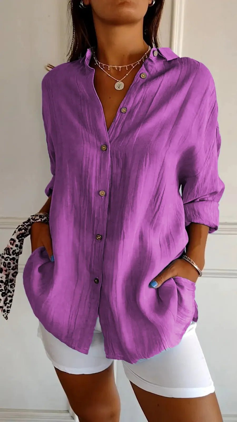chemise plissée à boutonnage simple - deslyshopping