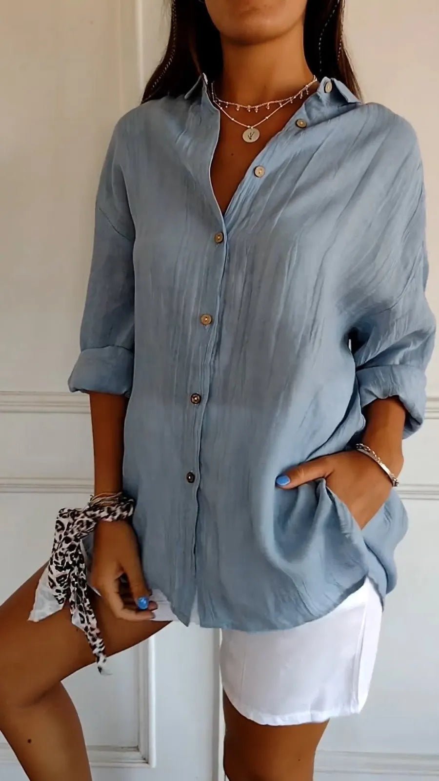 chemise plissée à boutonnage simple - deslyshopping