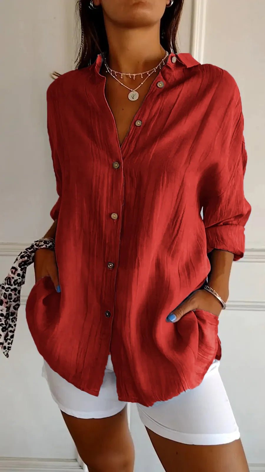 chemise plissée à boutonnage simple - deslyshopping