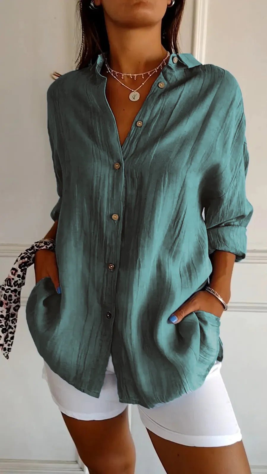 chemise plissée à boutonnage simple - deslyshopping