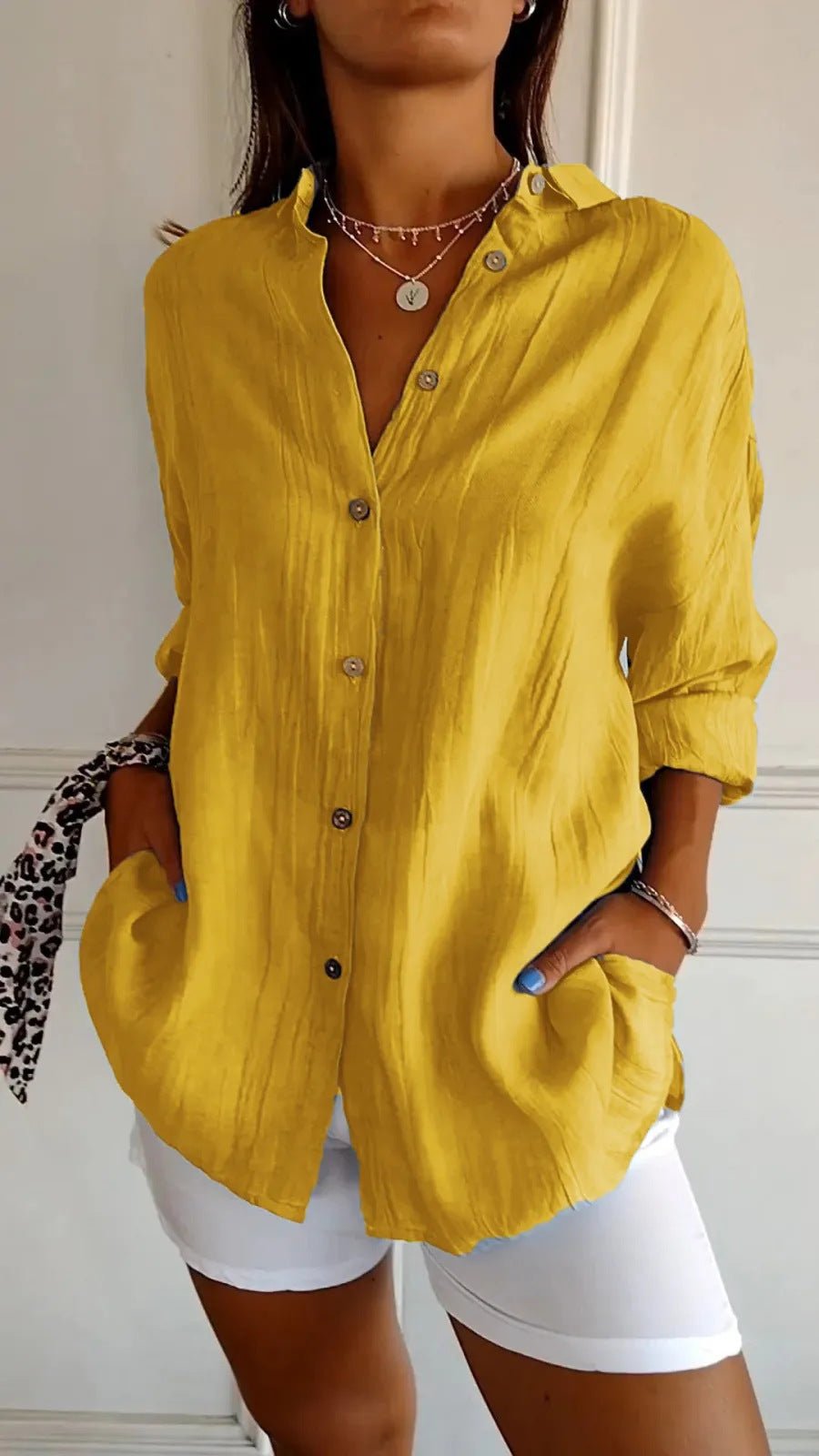 chemise plissée à boutonnage simple - deslyshopping