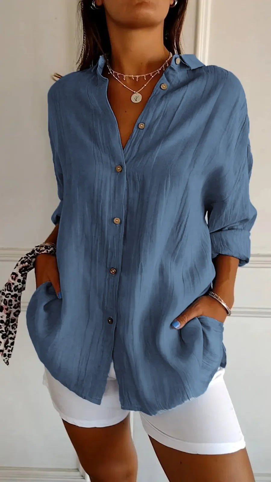 chemise plissée à boutonnage simple - deslyshopping