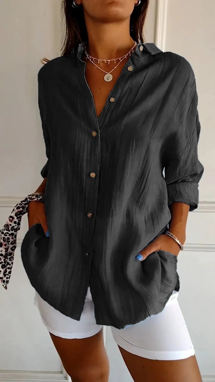 chemise plissée à boutonnage simple - deslyshopping