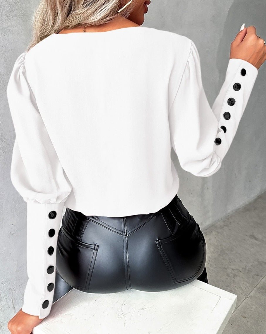 chemise unie avec bouton femme - deslyshopping