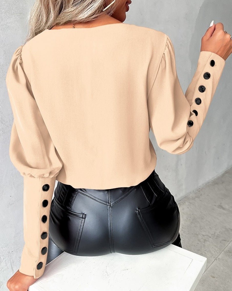 chemise unie avec bouton femme - deslyshopping