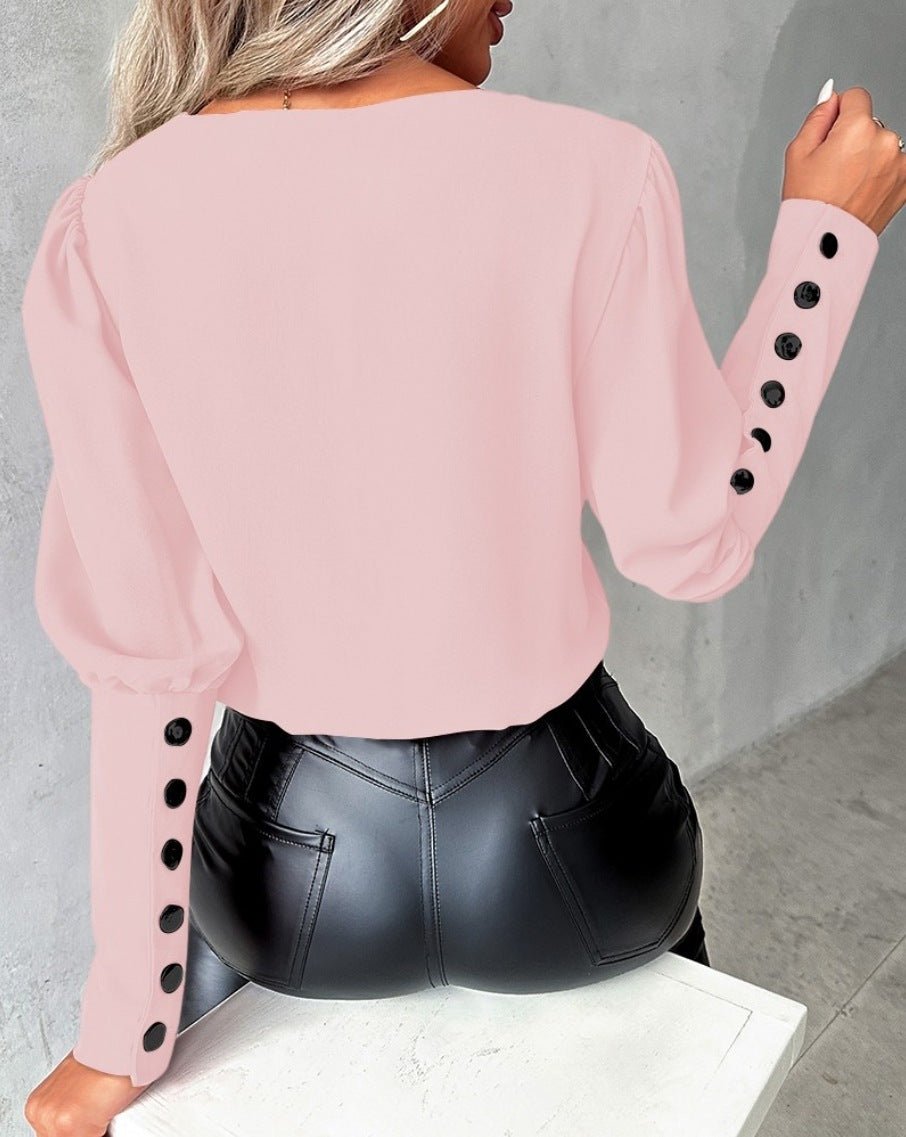 chemise unie avec bouton femme - deslyshopping