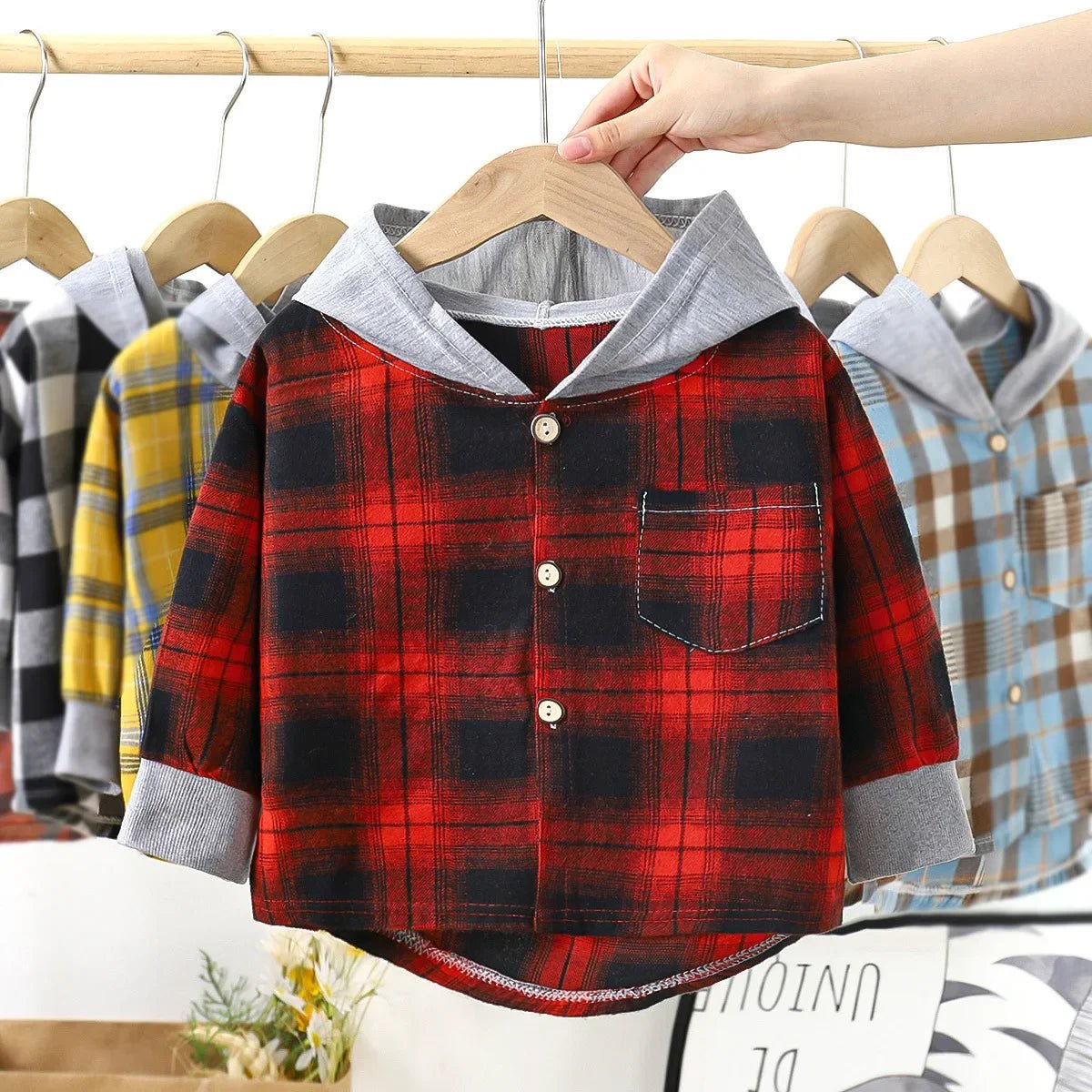 👕 Chemises à capuche pour enfants – Style à carreaux - deslyshopping