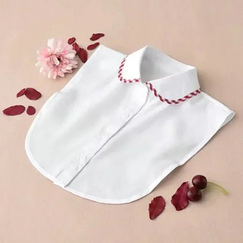 Chemisier en Coton Uni Col en Dentelle – Blanc et Noir - deslyshopping