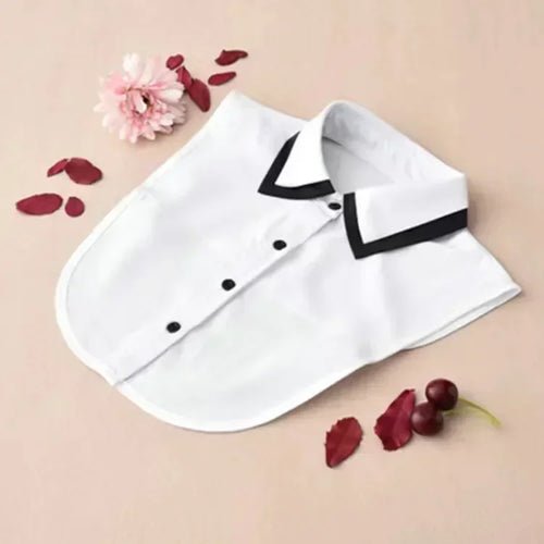 Chemisier en Coton Uni Col en Dentelle – Blanc et Noir - deslyshopping