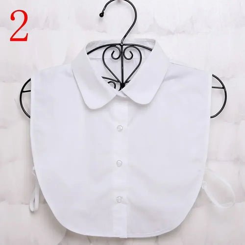 Chemisier en Coton Uni Col en Dentelle – Blanc et Noir - deslyshopping