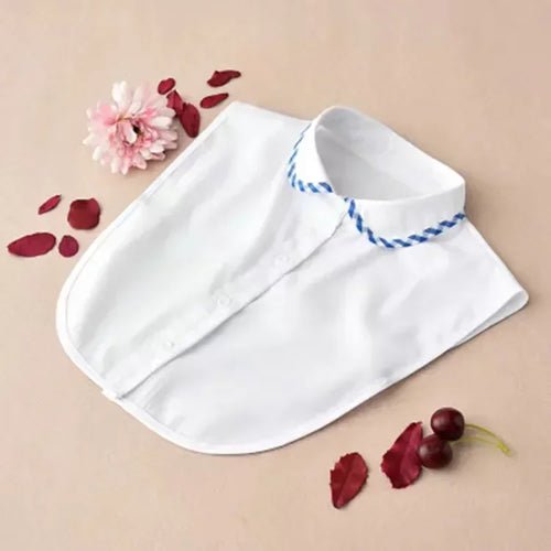 Chemisier en Coton Uni Col en Dentelle – Blanc et Noir - deslyshopping