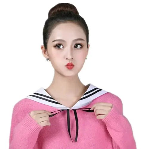 Chemisier en Coton Uni Col en Dentelle – Blanc et Noir - deslyshopping