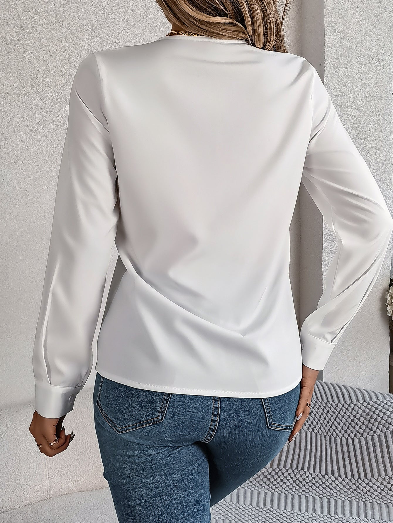 chemisier femme col en V uni - deslyshopping