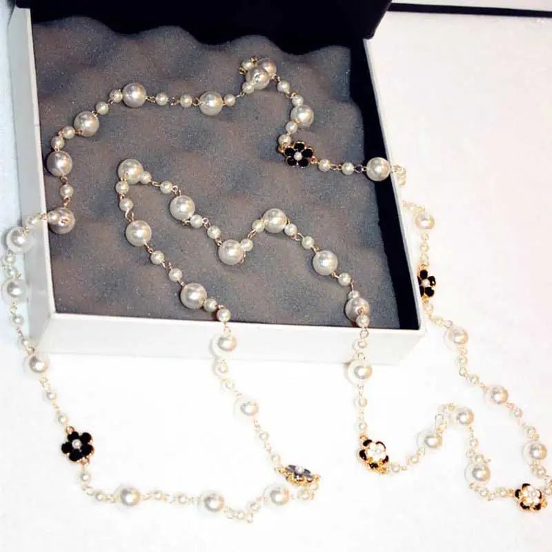 collier long camélia bijoux fleurs - deslyshopping