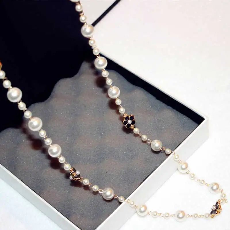 collier long camélia bijoux fleurs - deslyshopping