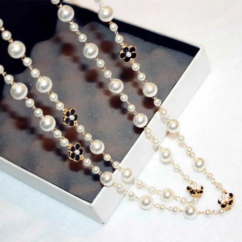 collier long camélia bijoux fleurs - deslyshopping
