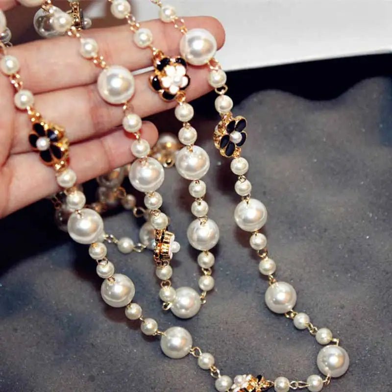 collier long camélia bijoux fleurs - deslyshopping