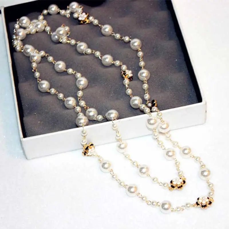 collier long camélia bijoux fleurs - deslyshopping