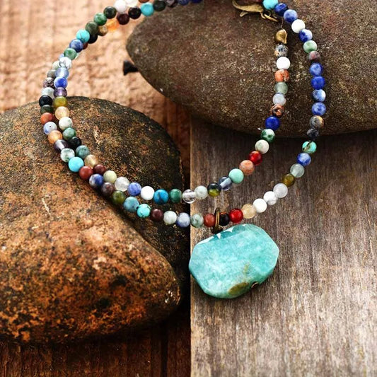 Collier ras du cou en amazonite - deslyshopping