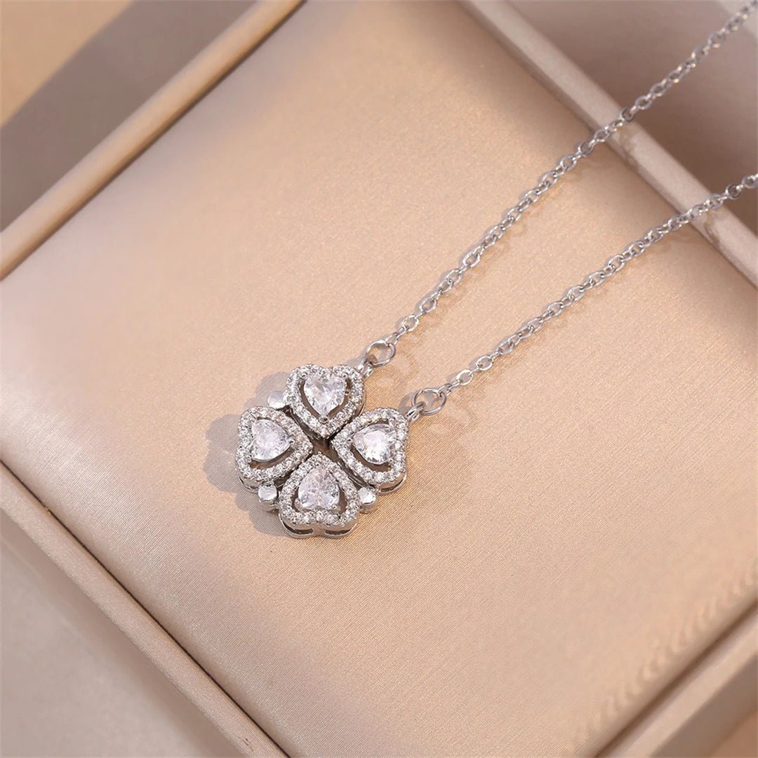🖤 Collier Rétro Gothique avec Pendentif Trèfle & Cœur 🖤 - deslyshopping