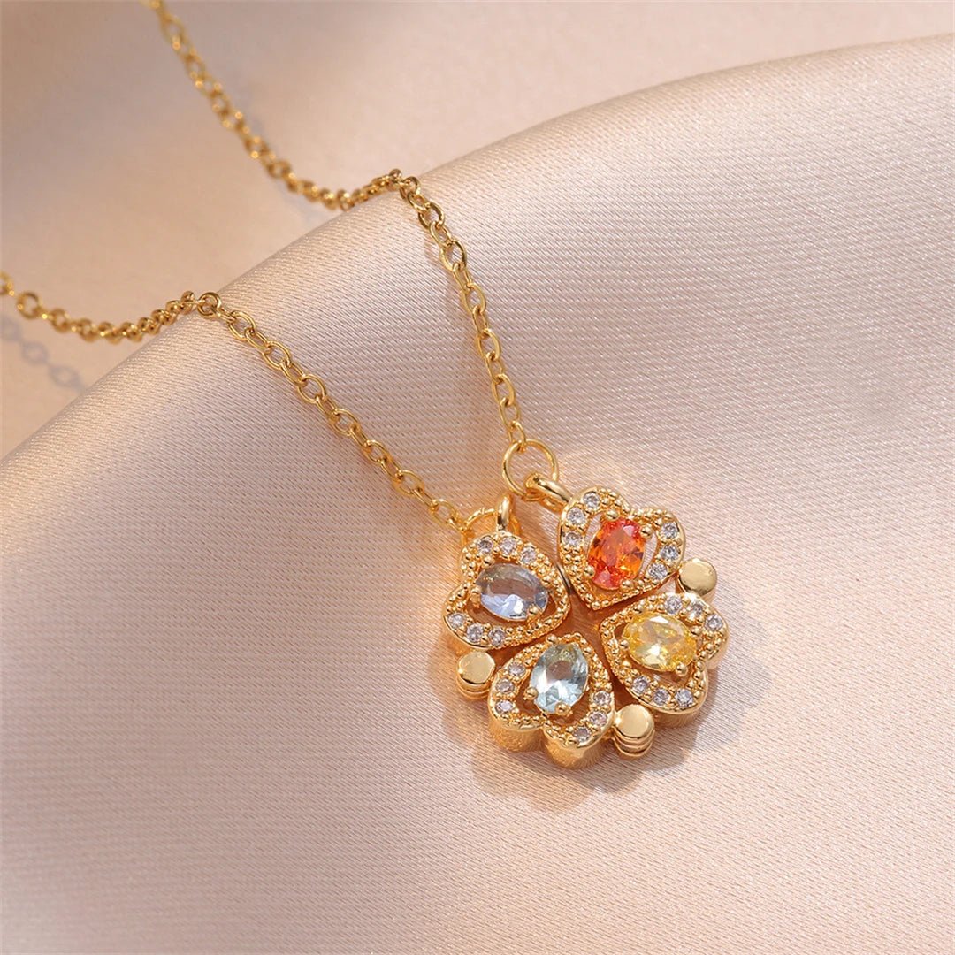 🖤 Collier Rétro Gothique avec Pendentif Trèfle & Cœur 🖤 - deslyshopping