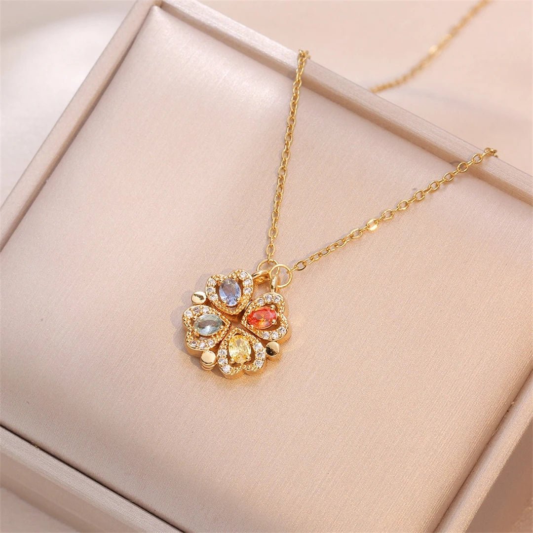 🖤 Collier Rétro Gothique avec Pendentif Trèfle & Cœur 🖤 - deslyshopping