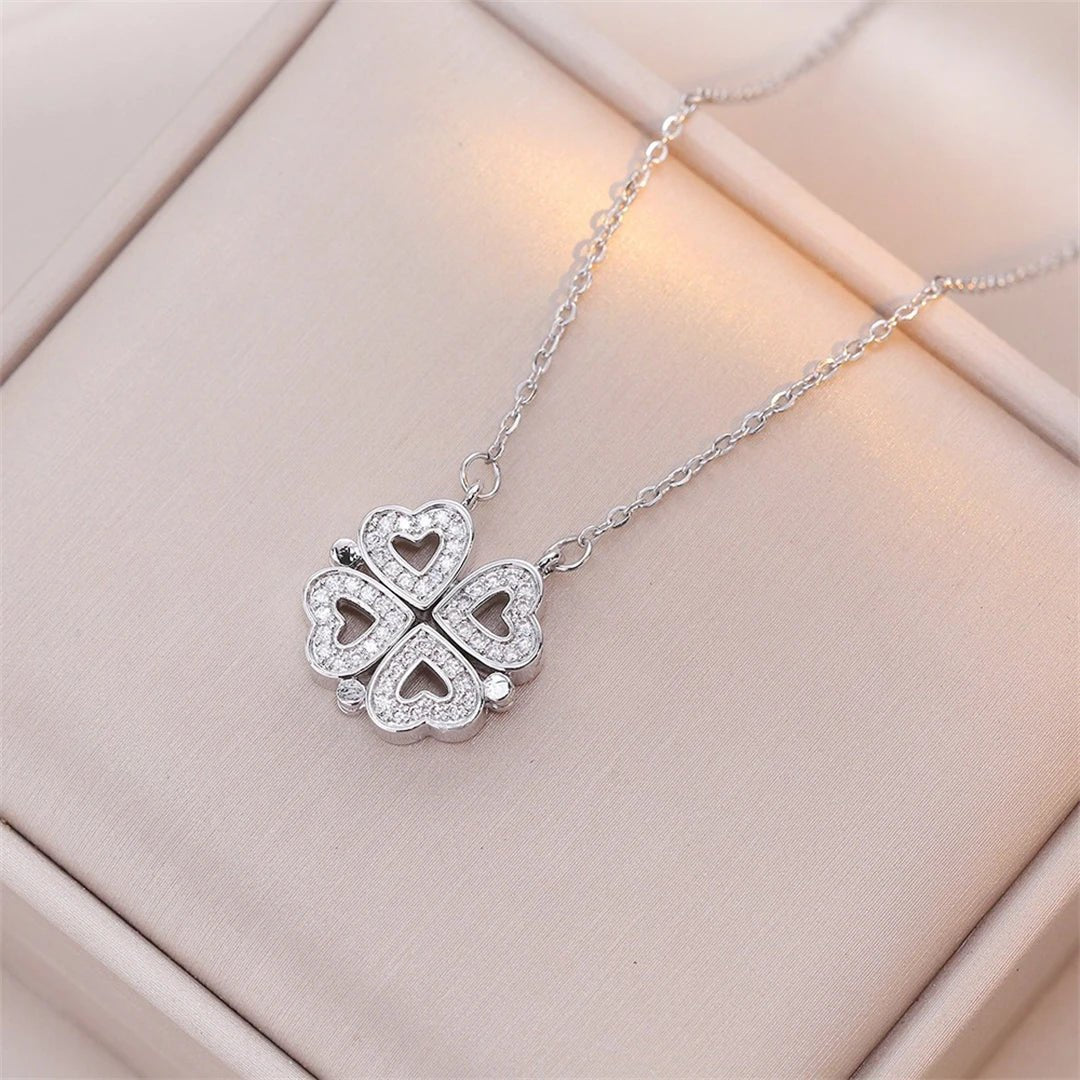 🖤 Collier Rétro Gothique avec Pendentif Trèfle & Cœur 🖤 - deslyshopping