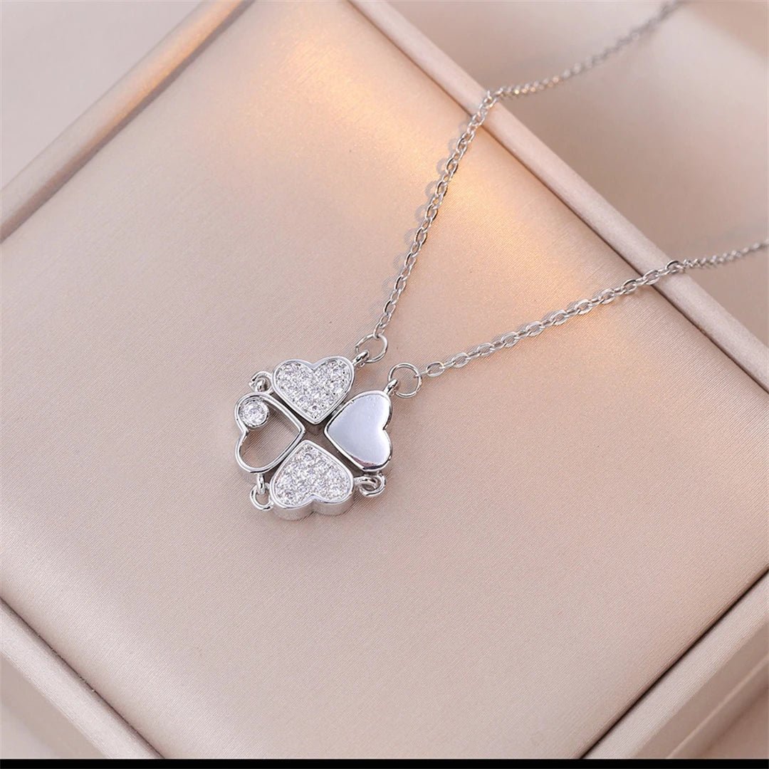 🖤 Collier Rétro Gothique avec Pendentif Trèfle & Cœur 🖤 - deslyshopping